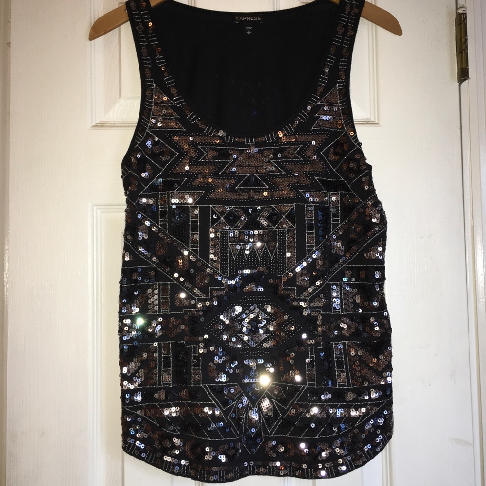 Express Sequin Tank Top Size Small 🦋
